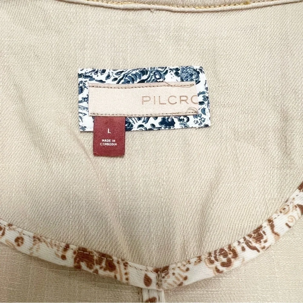 Anthropologie Pilcro Linen Blend Summer Blazer Large Cream Lagenlook Boho